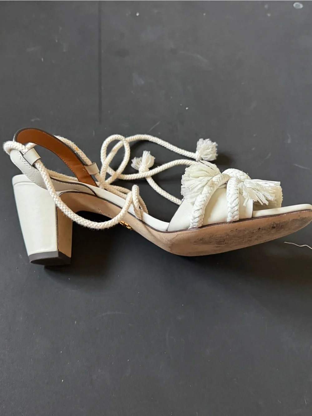 Tory Burch Elegant Raffia Tie Sandal